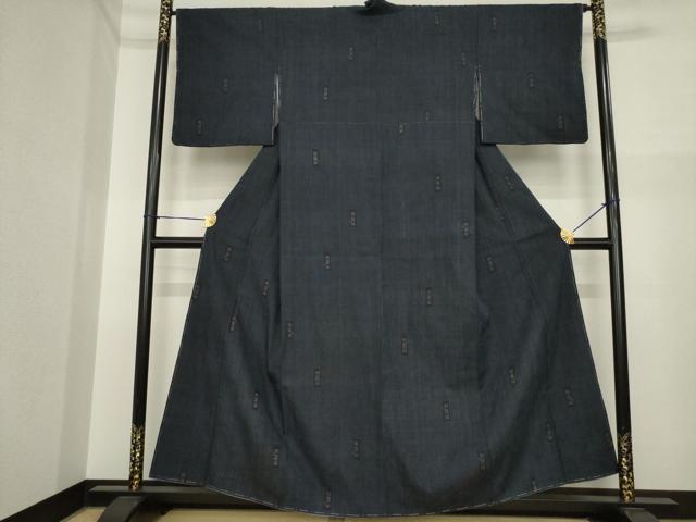 平和屋着物●結城紬　80亀甲　短冊文　飛び亀甲　正絹　逸品　AABI7936ck