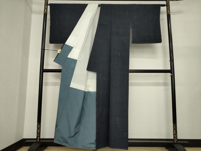 平和屋着物●結城紬　80亀甲　短冊文　飛び亀甲　正絹　逸品　AABI7936ck