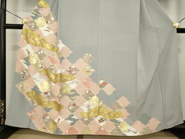 平和屋着物●訪問着　友禅　松皮菱花文　金彩　正絹　逸品　AABI7939ck