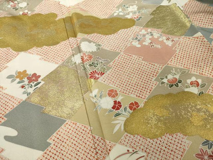 平和屋着物●訪問着　友禅　松皮菱花文　金彩　正絹　逸品　AABI7939ck