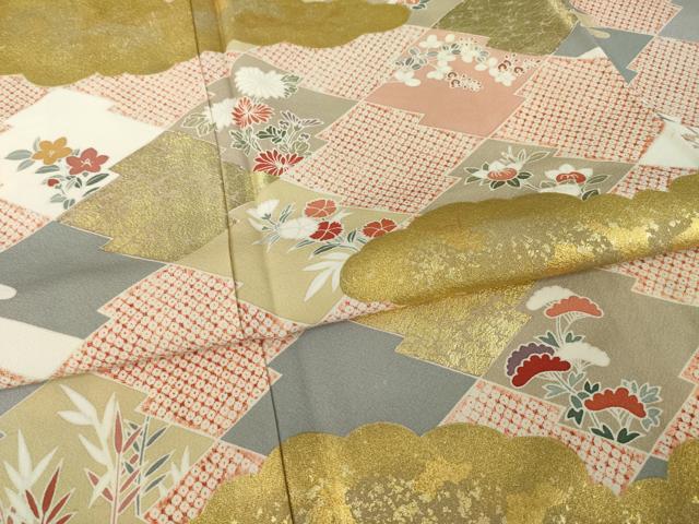 平和屋着物●訪問着　友禅　松皮菱花文　金彩　正絹　逸品　AABI7939ck