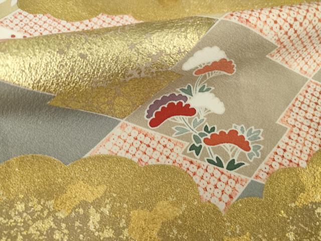 平和屋着物●訪問着　友禅　松皮菱花文　金彩　正絹　逸品　AABI7939ck