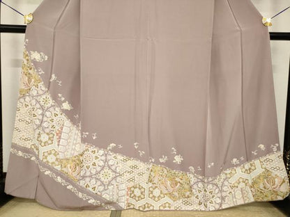 平和屋着物●豪華色留袖　駒刺繍　更紗花鳥文　金彩　正絹　逸品　AABI7945ck