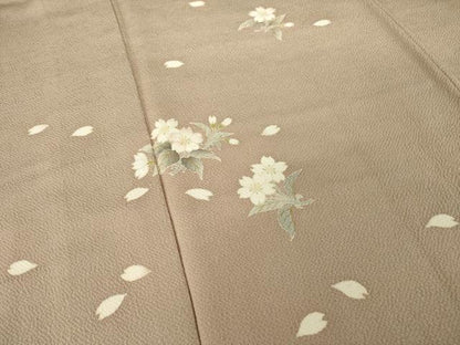 平和屋着物●訪問着　舞桜文　鬼しぼ縮緬　ゑり善扱い　正絹　逸品　AABI7946ck