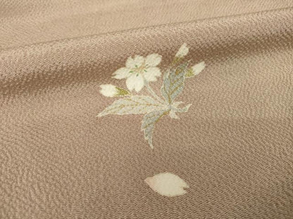 平和屋着物●訪問着　舞桜文　鬼しぼ縮緬　ゑり善扱い　正絹　逸品　AABI7946ck