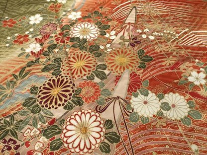平和屋着物●豪華振袖　駒刺繍　立波花文　暈し染め　正絹　逸品　AABI7948ck