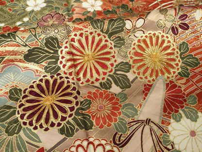 平和屋着物●豪華振袖　駒刺繍　立波花文　暈し染め　正絹　逸品　AABI7948ck