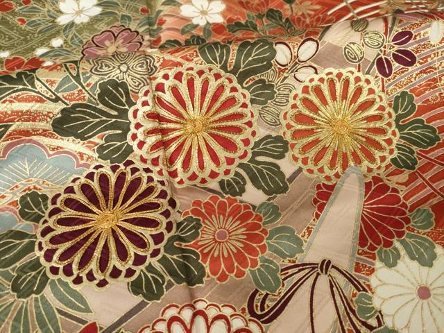 平和屋着物●豪華振袖　駒刺繍　立波花文　暈し染め　正絹　逸品　AABI7948ck