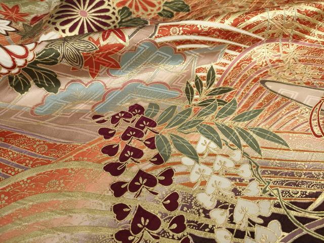 平和屋着物●豪華振袖　駒刺繍　立波花文　暈し染め　正絹　逸品　AABI7948ck
