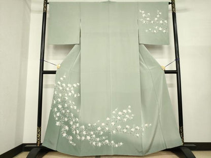 平和屋着物●訪問着　作家物　草花文　暈し染め　正絹　逸品　AABI7950ck