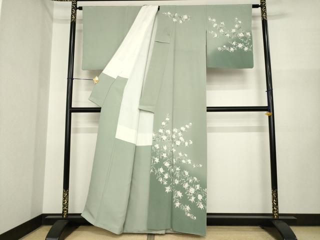 平和屋着物●訪問着　作家物　草花文　暈し染め　正絹　逸品　AABI7950ck