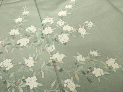 平和屋着物●訪問着　作家物　草花文　暈し染め　正絹　逸品　AABI7950ck