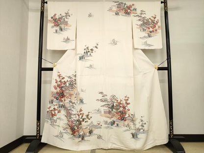 平和屋着物●訪問着　友禅　風景文　金彩　正絹　逸品　AABI7952ck