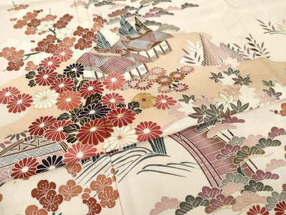 平和屋着物●訪問着　友禅　風景文　金彩　正絹　逸品　AABI7952ck