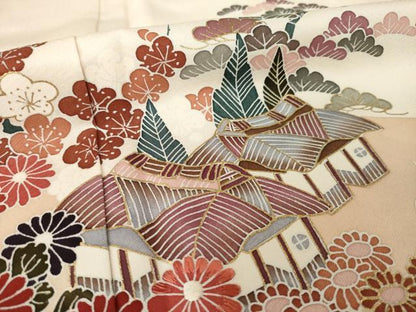 平和屋着物●訪問着　友禅　風景文　金彩　正絹　逸品　AABI7952ck