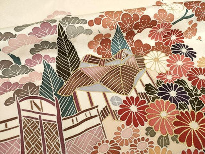 平和屋着物●訪問着　友禅　風景文　金彩　正絹　逸品　AABI7952ck