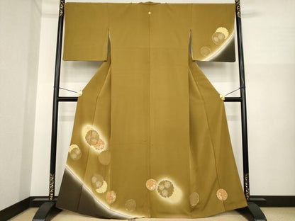 平和屋着物●訪問着　駒刺繍　雪輪花文　暈し染め　鈴乃屋扱い　正絹　逸品　AABI7953ck