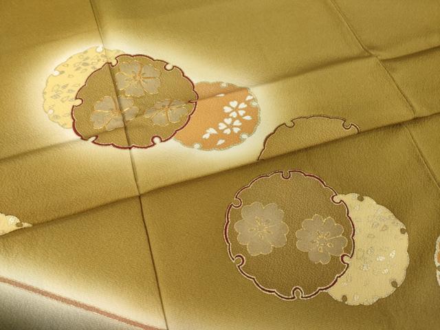 平和屋着物●訪問着　駒刺繍　雪輪花文　暈し染め　鈴乃屋扱い　正絹　逸品　AABI7953ck
