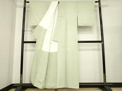 平和屋着物●上質な色無地　辻が花地紋　砂色　正絹　逸品　AABI7956ck