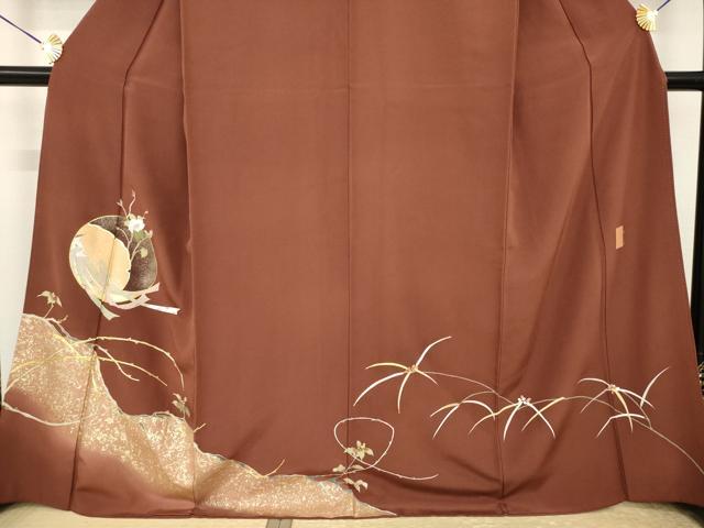 平和屋着物●豪華色留袖　友禅　作家物　駒刺繍　花丸文　金彩　正絹　逸品　AABI7960ck