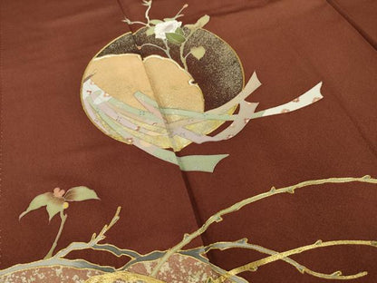 平和屋着物●豪華色留袖　友禅　作家物　駒刺繍　花丸文　金彩　正絹　逸品　AABI7960ck
