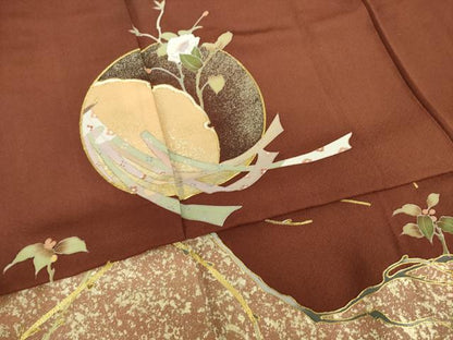 平和屋着物●豪華色留袖　友禅　作家物　駒刺繍　花丸文　金彩　正絹　逸品　AABI7960ck