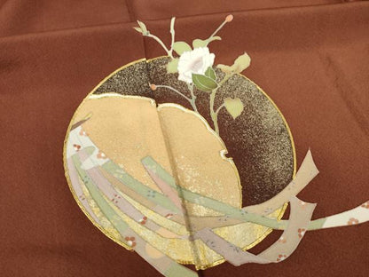 平和屋着物●豪華色留袖　友禅　作家物　駒刺繍　花丸文　金彩　正絹　逸品　AABI7960ck