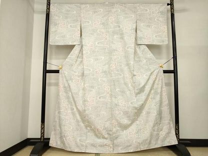 平和屋着物●本場大島紬　白大島　カタス　流水花文　正絹　逸品　AABI7964ck