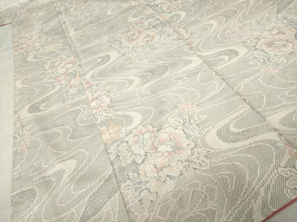 平和屋着物●本場大島紬　白大島　カタス　流水花文　正絹　逸品　AABI7964ck