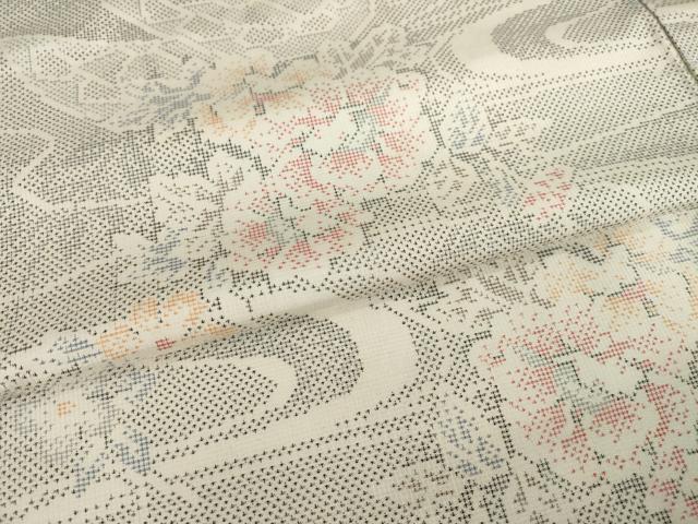平和屋着物●本場大島紬　白大島　カタス　流水花文　正絹　逸品　AABI7964ck