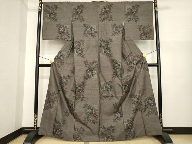 平和屋着物●本場大島紬　カタス7マルキ　短冊花文　正絹　逸品　AABI7965ck