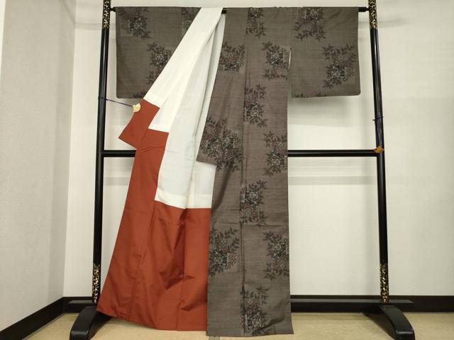平和屋着物●本場大島紬　カタス7マルキ　短冊花文　正絹　逸品　AABI7965ck