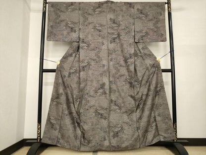 平和屋着物●本場大島紬　カタス9マルキ　風景文　正絹　逸品　AABI7966ck