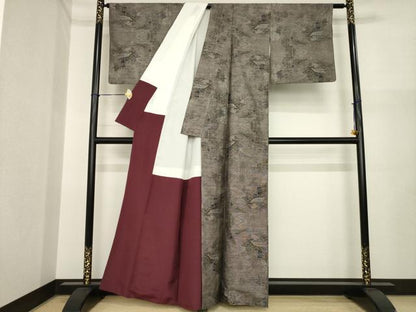 平和屋着物●本場大島紬　カタス9マルキ　風景文　正絹　逸品　AABI7966ck