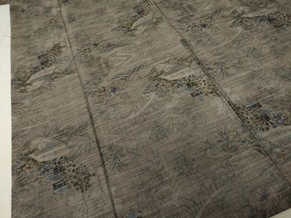 平和屋着物●本場大島紬　カタス9マルキ　風景文　正絹　逸品　AABI7966ck