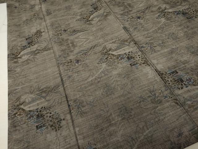 平和屋着物●本場大島紬　カタス9マルキ　風景文　正絹　逸品　AABI7966ck