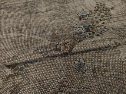 平和屋着物●本場大島紬　カタス9マルキ　風景文　正絹　逸品　AABI7966ck