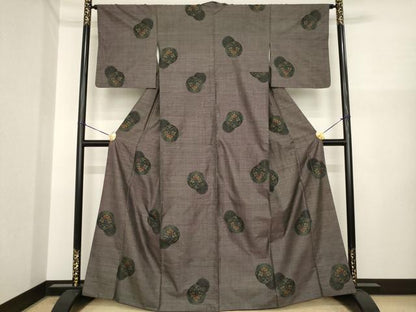 平和屋着物●本場大島紬　カタス7マルキ　花丸文　正絹　逸品　AABI7967ck