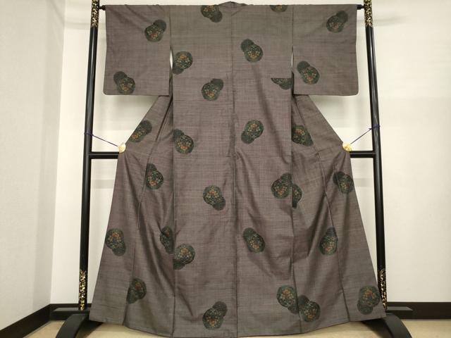 平和屋着物●本場大島紬　カタス7マルキ　花丸文　正絹　逸品　AABI7967ck