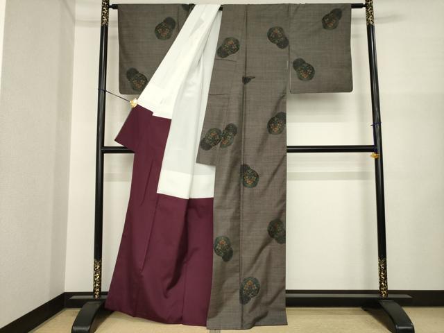 平和屋着物●本場大島紬　カタス7マルキ　花丸文　正絹　逸品　AABI7967ck