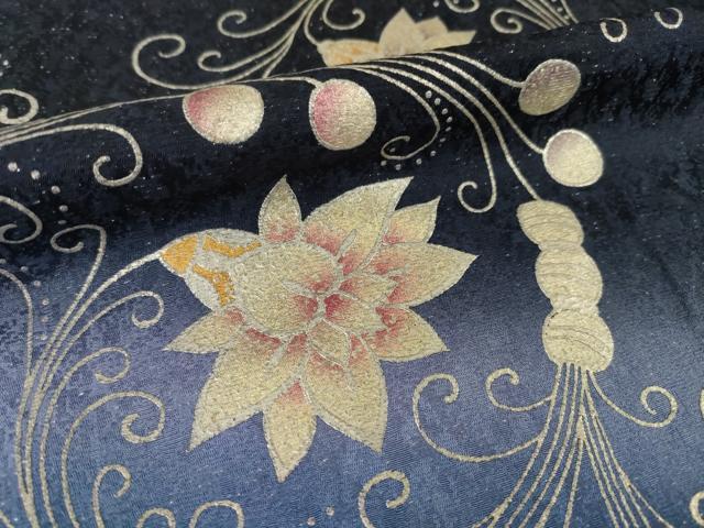 平和屋着物●訪問着　花唐草文　暈し染め　金彩　銀通し地　正絹　逸品　AABI7970ck