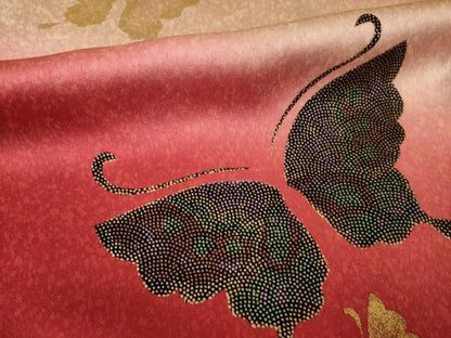 平和屋着物●豪華振袖　舞蝶文　暈し染め　金彩　正絹　逸品　AABI7972ck