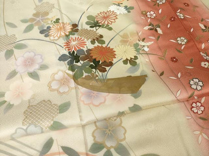 平和屋着物●谷崎潤一郎の世界　訪問着　花船文　暈し染め　正絹　逸品　AABI7978ck