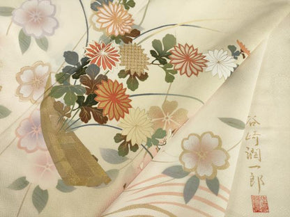 平和屋着物●谷崎潤一郎の世界　訪問着　花船文　暈し染め　正絹　逸品　AABI7978ck