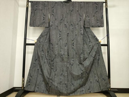平和屋着物●本場大島紬　立涌花文　一元絣　正絹　逸品　AABI7979ck