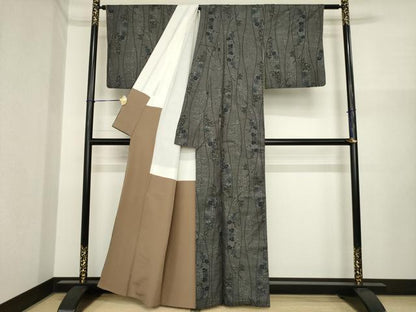 平和屋着物●本場大島紬　立涌花文　一元絣　正絹　逸品　AABI7979ck