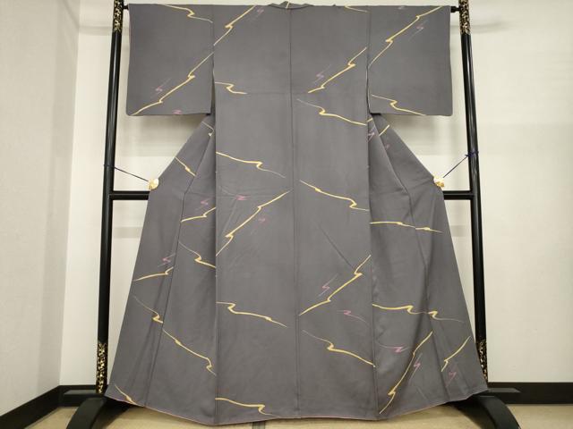 平和屋着物●上質な小紋　稲妻　正絹　逸品　AABI7983ck