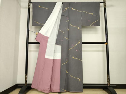 平和屋着物●上質な小紋　稲妻　正絹　逸品　AABI7983ck