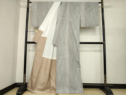 平和屋着物●ぜんまい紬　間道　正絹　逸品　AABI7985ck