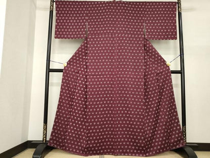 平和屋着物●上質な小紋　絞り　舞花文　正絹　逸品　AABI7987ck